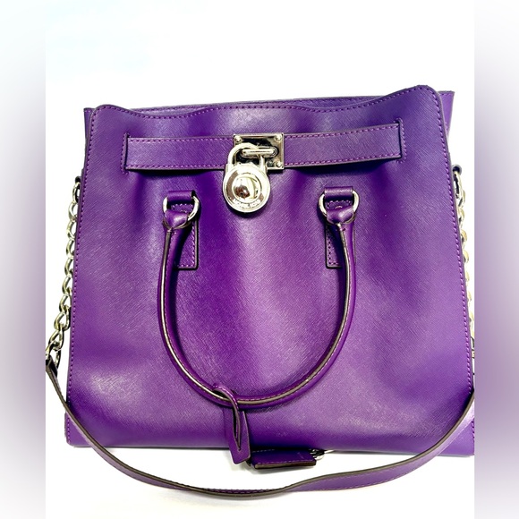 🔅MICHAEL KORS • Purple • LARGE HAMILTON LOCK & KEY HANDBAG 🔅 - Picture 4 of 4